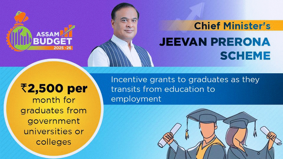 ২০২৫ চনত স্নাতক পাছ কৰা সকলৰ বাবে ‘Jeevan Prerona Scheme’ আৰম্ভ অসমৰ মুখ্যমন্ত্ৰীৰ