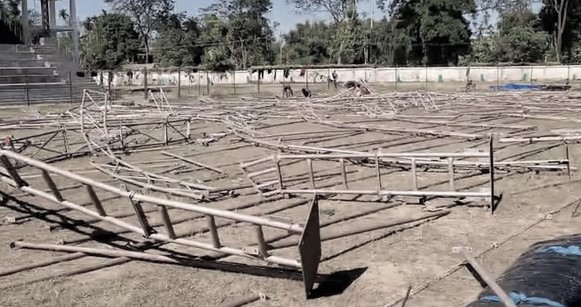 মৰাণত সংঘটিত দুৰ্ঘটনাঃ পাণ্ডল ভাঙি আহত কেইবাজনো শ্ৰমিক