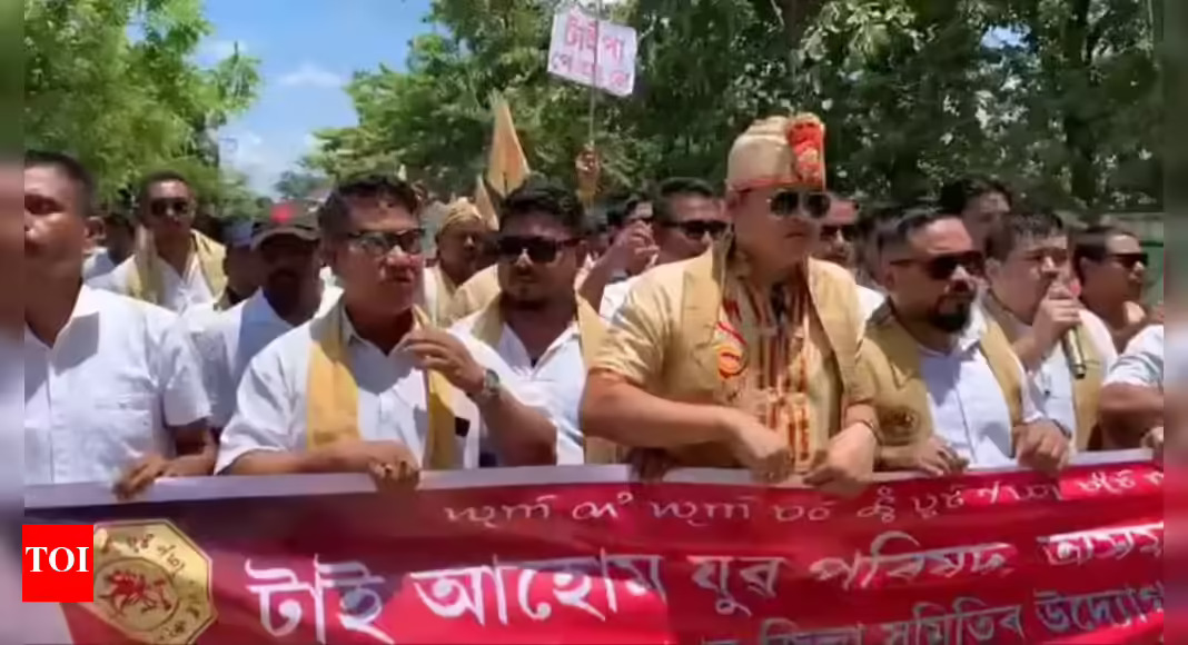 নাই এছ টি, নাই ৰেষ্ট: ব্যাপক টাই আহোম প্ৰতিবাদ শিল মাৰ্ঘেৰিটা, অসম